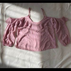 Pink cold shoulder top